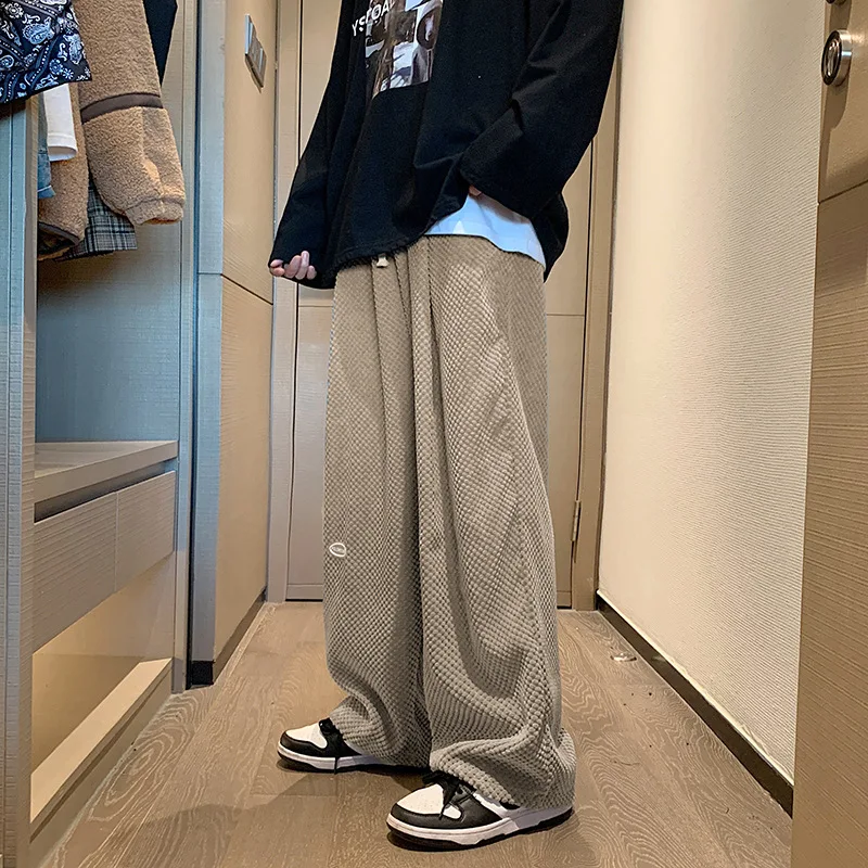 

New Men's Casual Pants Brand Clothing High Street Loose Jogging Pants Wide-leg Straight Trousers Streetwear штаны мужские модные