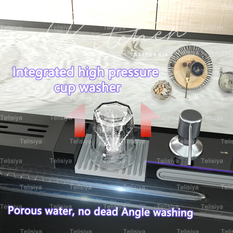 Кухонная раковина из нержавеющей стали с водопадом и держателем для ножей