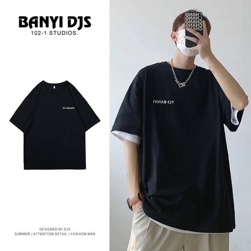 

Футболка мужская оверсайз с коротким рукавом, тонкая Модная брендовая простая свободная футболка с надписью, Лучший графический рисунок, в ...