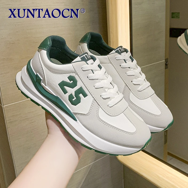 

INS new women's and men's suede fabric stitching platform casual shoes all season round toe lace-up sneakers