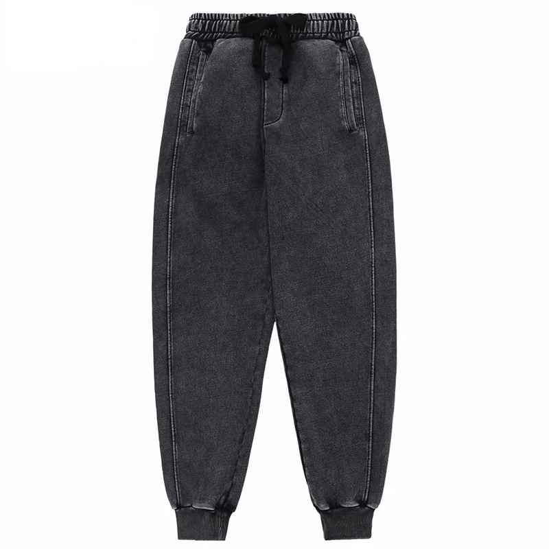 

Hip Hip Streetwear Black Washed Sweatpants Plain Pants 2023 Men Harajuku Cotton Fleece Trousers Joggers Harem Pants