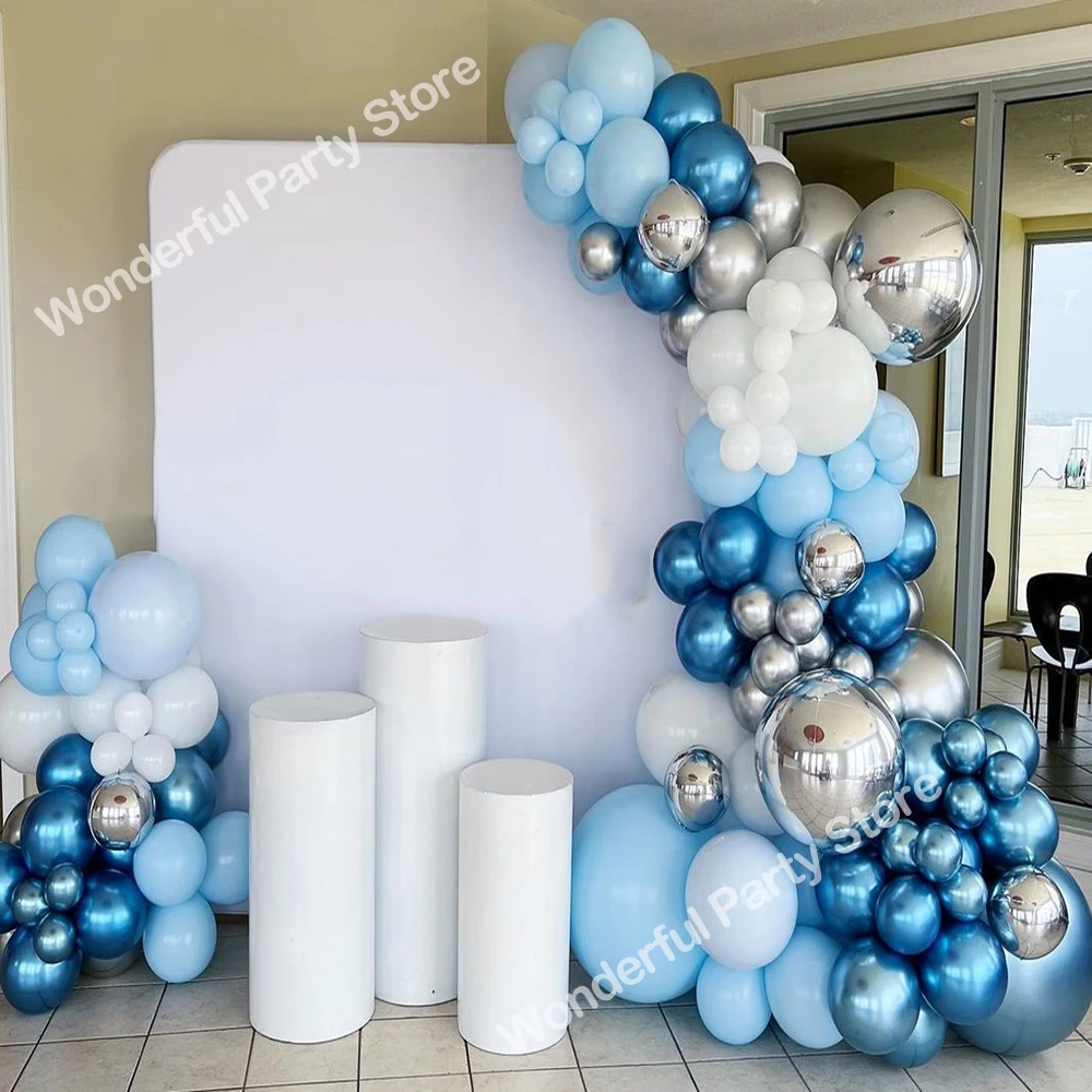 

116Pcs Baby Blue Balloon Garland Kit Arch White Metallic Gold Silver Latex Balloons Wedding Birthday Party Bridal Shower Decor