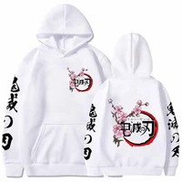 anime hoodies demon slayer printed hoodie sweatshirts hip hop casual pullover loose print streetwear unisex