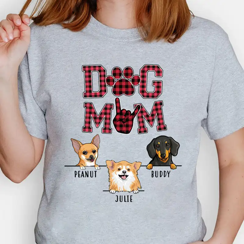

Women Cotton Graphic T Shirt Print Dog Mom, Custom T Shirt, Personalized Gifts for Dog Lovers