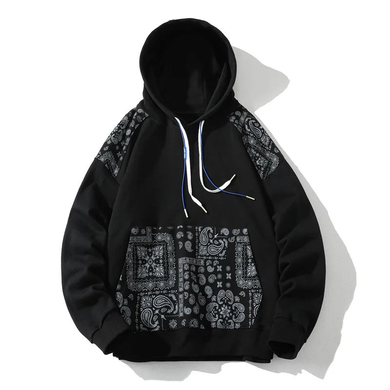

Cashew flowers Hoodies Mens Men Vintage Patchwork Sweatshirt Japanese Streetwear Hip Hop Oversized Black Hoodie Men