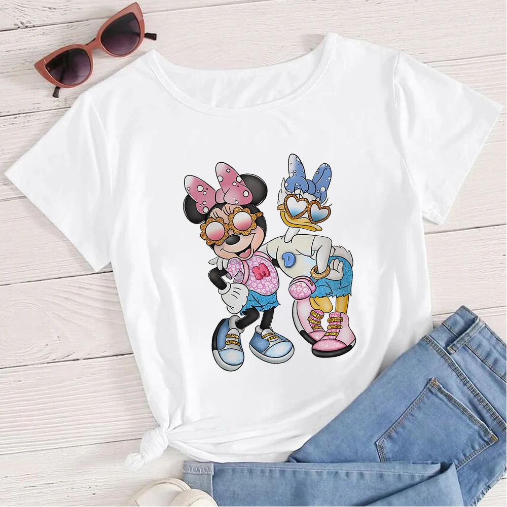 

Футболки с Минни и маргариткой для лучшего друга, модный тренд в стиле Диснея, женская новая рубашка, летняя одежда 2022, Прямая поставка