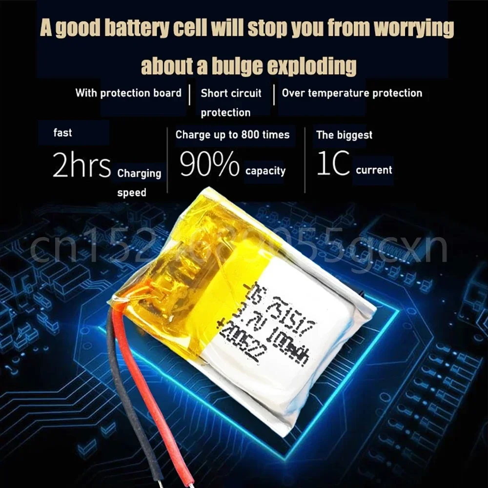 3.7v 100mah 751517 li ion Rechargeable Battery for Cheerson CX-10 CX10 CX12 JJ820 V646 V676 JJ810 RC Helicopter Quadcopter