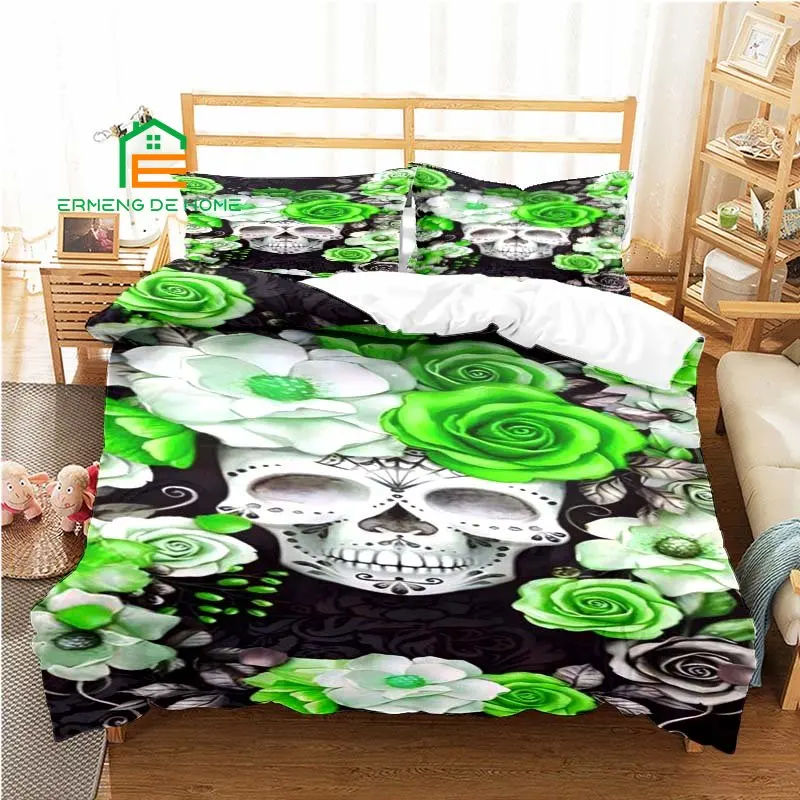 

Skull Flower Pattern Duvet Cover Set Bedding for Aldult Kids Bed Set Game Quilt Cover Comforter Cover Bedding Set
