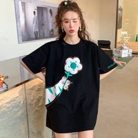 2022 summer printed embroidered cotton loose short sleeved t shirt women