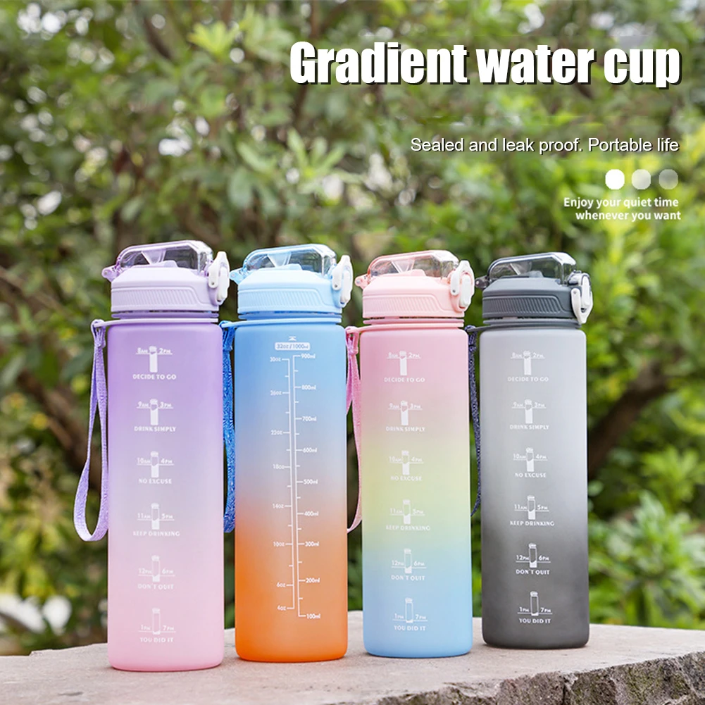 

1000ML Water Bottle Plastic Party Cup Matte Fall Resistant Drop Water Cup Sports Bottle For Travel Camping Accessories