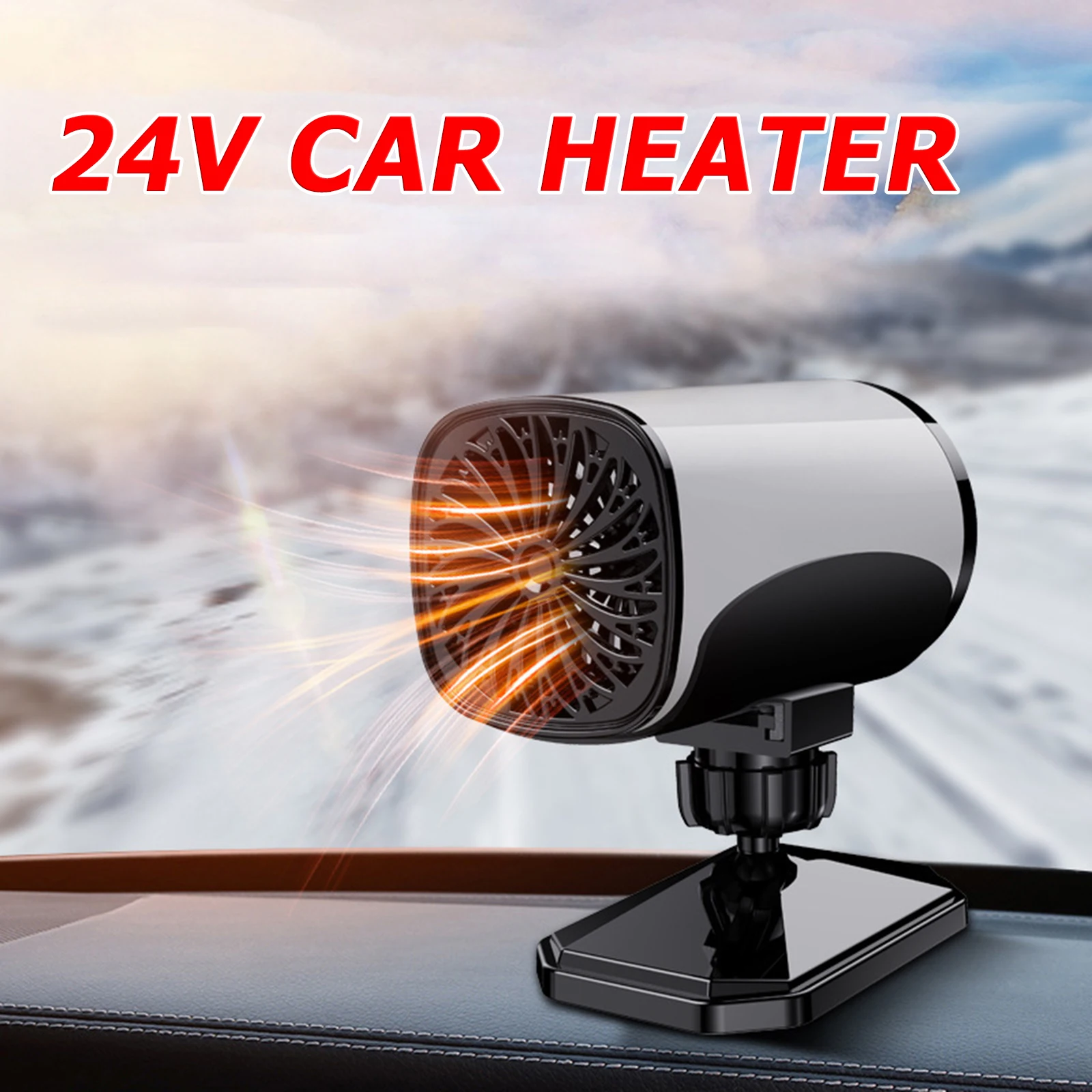 

12V/24V Car Fan Heater Multifunctional 120W Windshield Defroster 360 Degree Rotation Fan Heating Machine for Self-driving Travel