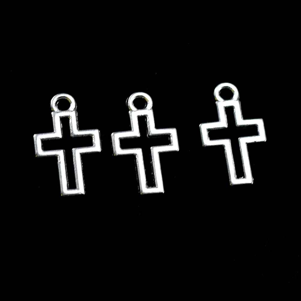 50 Pcs Handmade Necklaces Jewelry Making Pendants Set 1.7*1.1*0.14 DIY Charm Alloy Silver