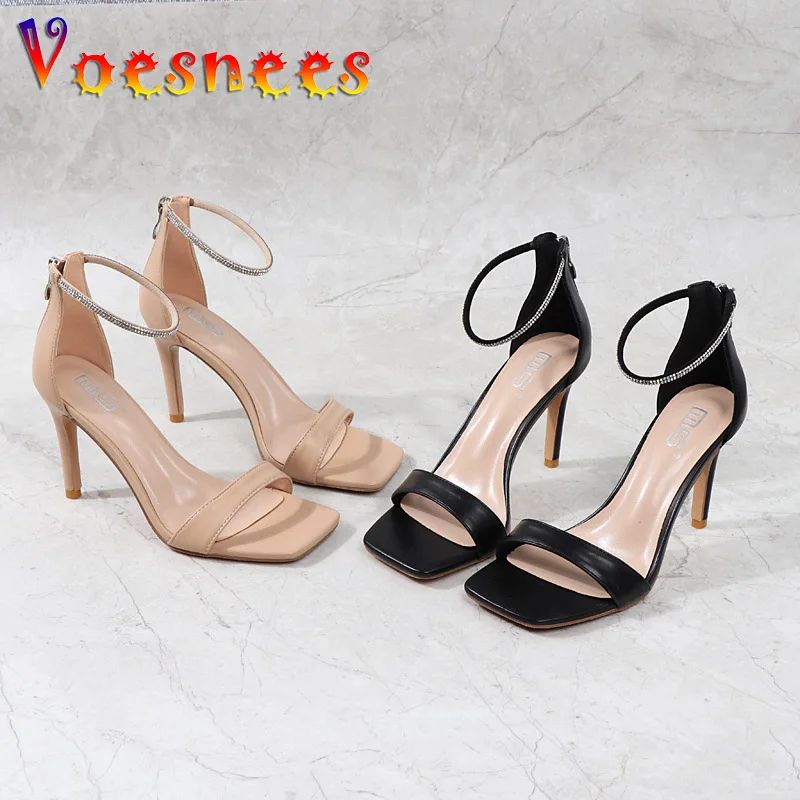 Босоножки женские с ремешком на одно слово модные туфли квадратным носком и