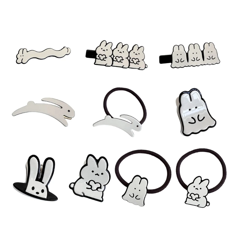 

Sweet Girls Hair Clip Lovely Hair Rope Rabbit Shape Stereo Hairpin Elastic Hair Rope for Toddler Hair Styling Supplies