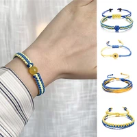 ukrainian flag sunflower bracelet fashion hope peace bangle leather bring