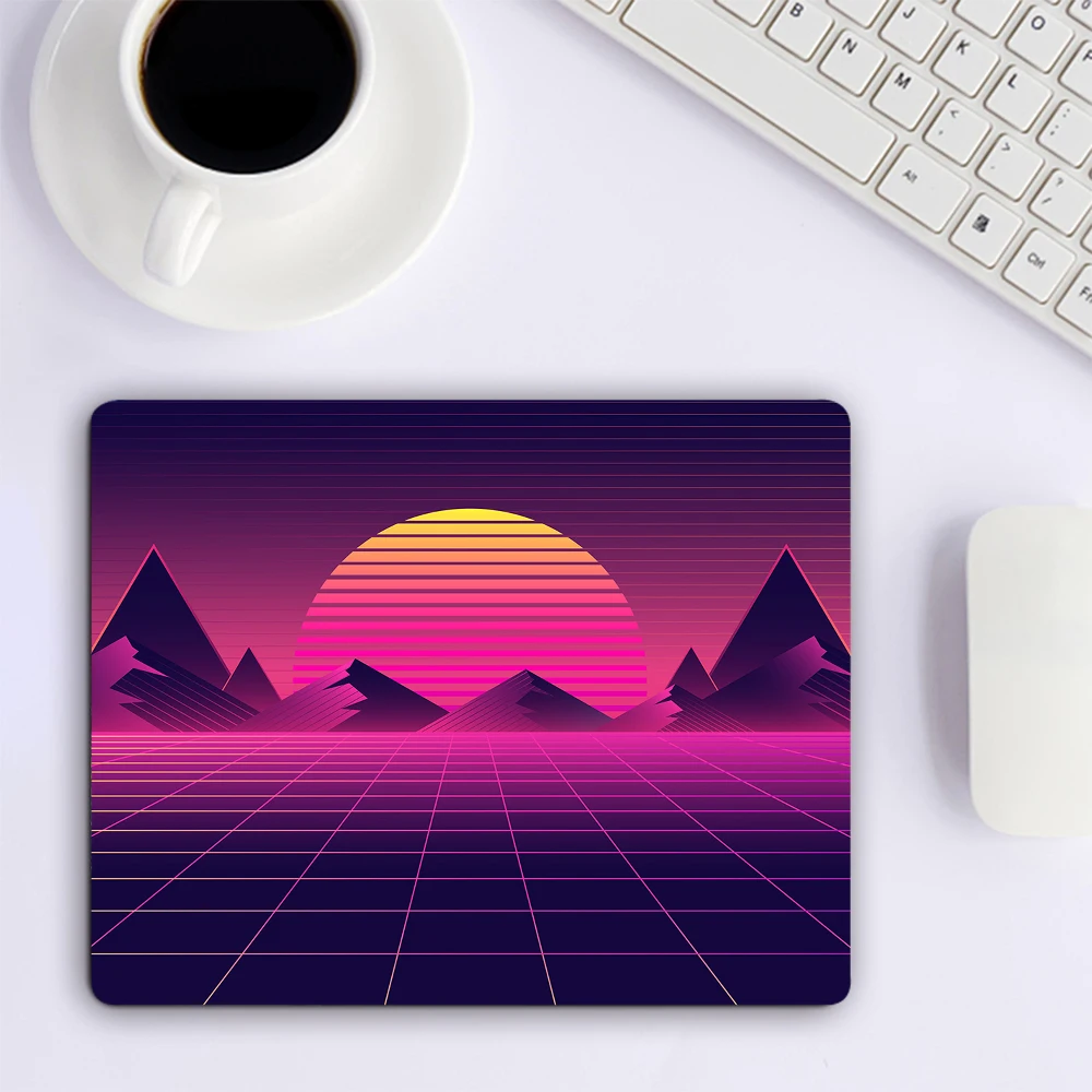 

Neon Retrowave Synthwave Art Small Mouse Pad Computer Gaming Accessories Keyboard Mouse Mat Office Desk Pad PC Gamer Mousepad