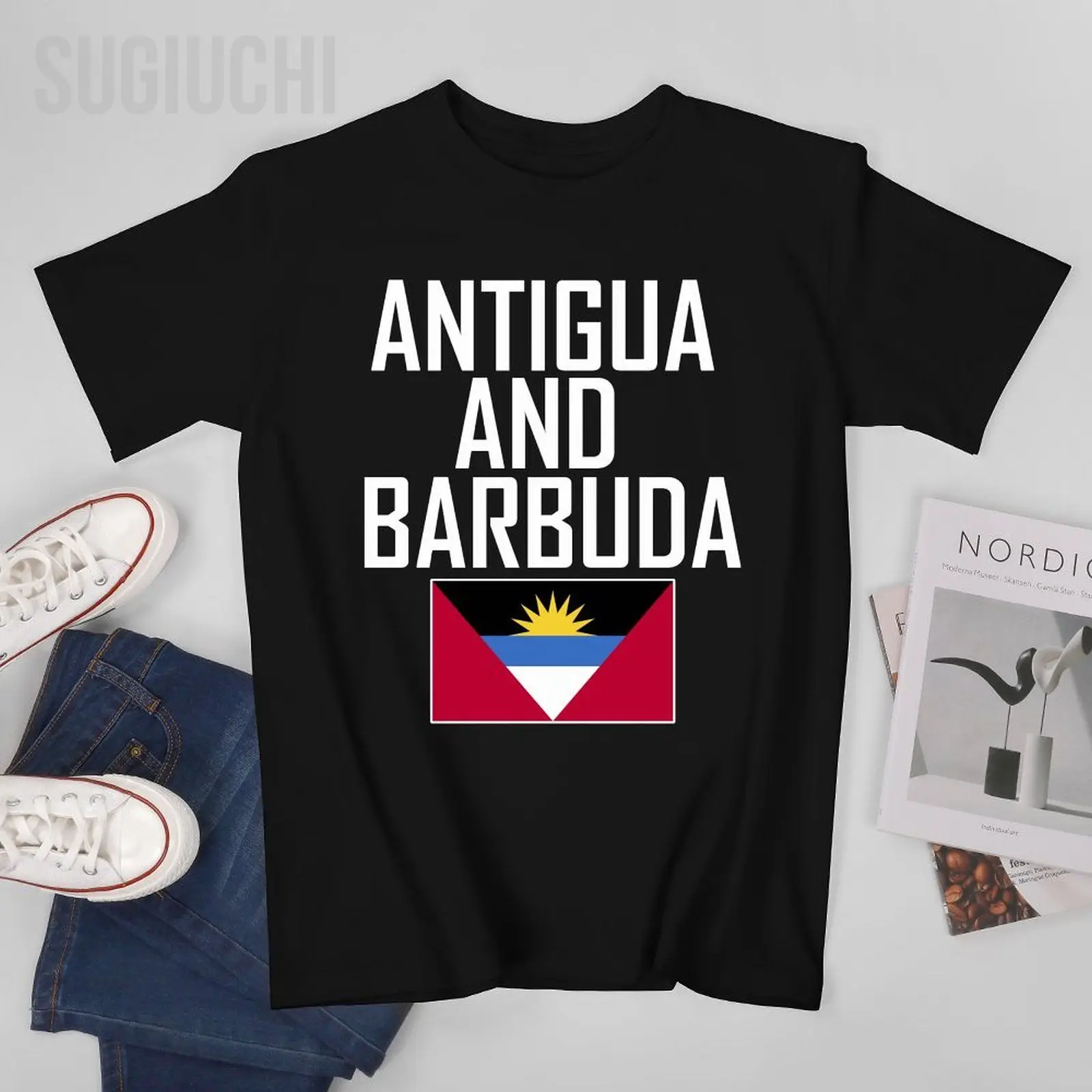 

Unisex Men Tshirt ANTIGUA AND BARBUDA Flag And Font Tees T-Shirt O-neck T Shirts Women Boys 100% Cotton Clothing More Color