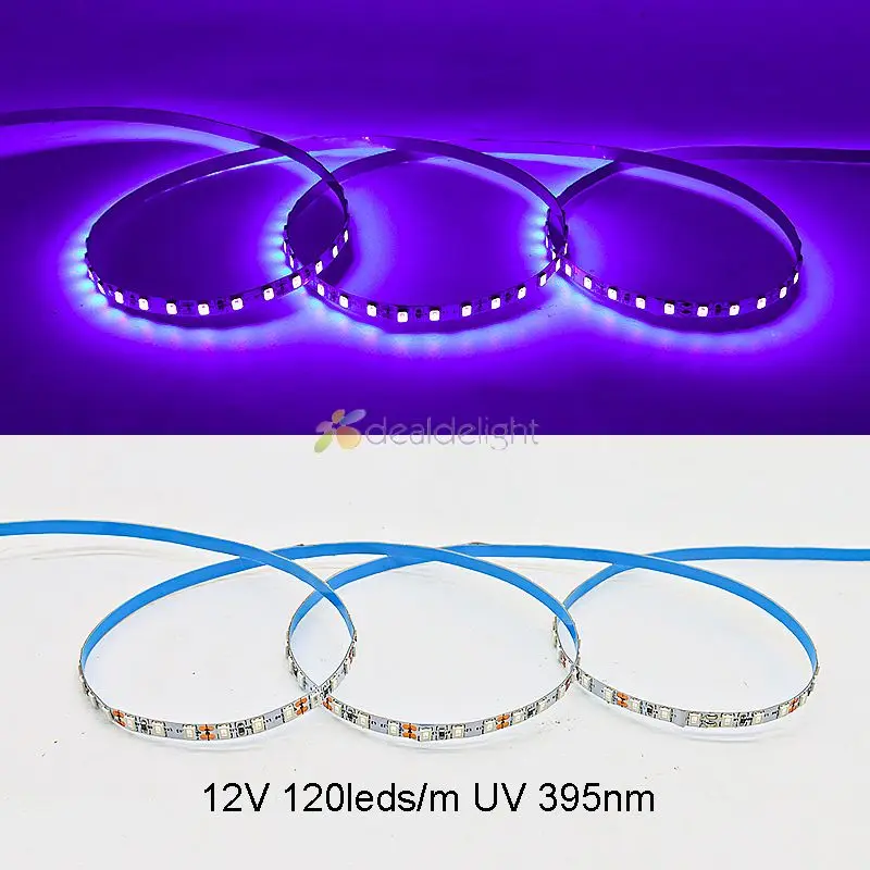 Фото DC12V 5 м/лот 3528 SMD 600 Led s ультрафиолетовая Светодиодная лента 39-нм №3