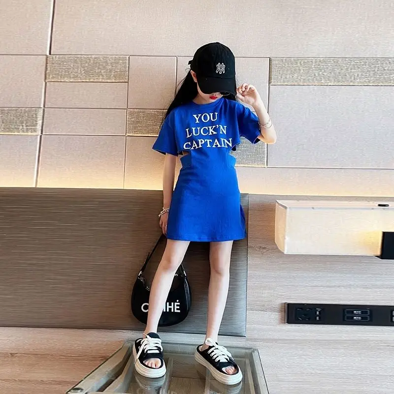 

Детское Хлопковое платье с надписью, на Возраст 4-12 лет