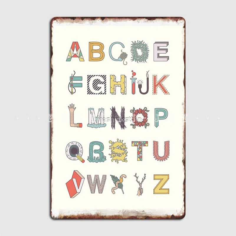 

Alphabet Metal Sign Cinema Kitchen Vintage Wall Plaque Club Bar Tin Sign Poster