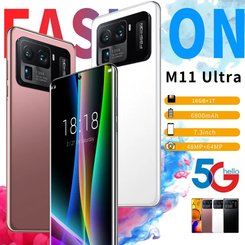 

2022 New M11 Ultra 7.3 Inch Smartphone 16GB+1TB 6800mAh 5G Unlocked Mobile Phones Android Cell Phone Global Version