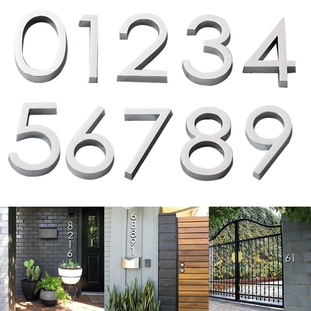 

3D Numeral Door Self-adhesive Plaque House Drawer Sign Gate Digits 0 To 9 Stainless Steel Number Tag Hotel Home Sticker Address