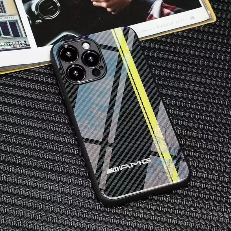 

Чехол для телефона с логотипом Benz AMG из углеродного волокна для iPhone 16 Pro 11 12 Mini 13 14 Pro 15 Pro Max 7 8 Plus XR XS MAX Cover Shell