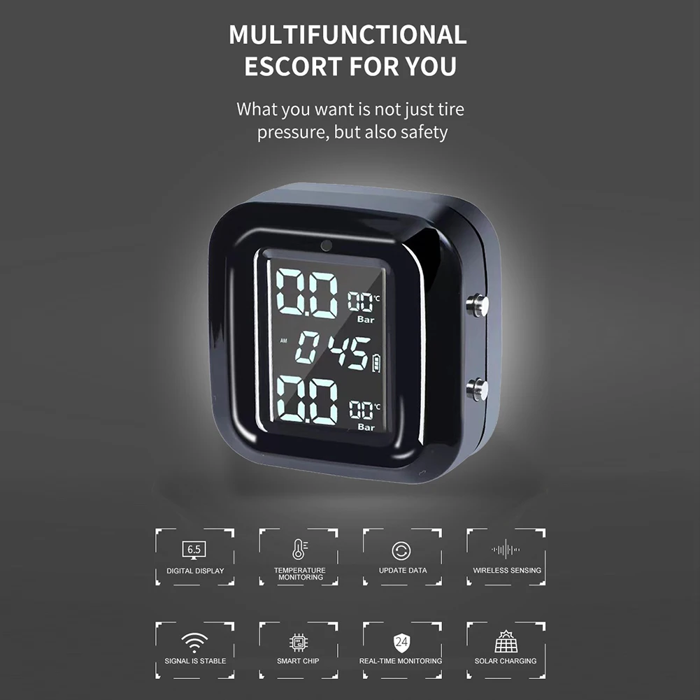 

Motorcycle External Charging USB Output Motorbike Tire Pressure Monitoring System Tyre Temperature Alarm System
