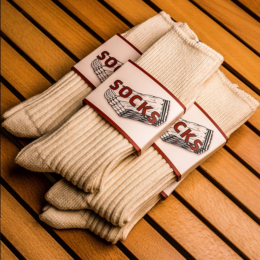 Cotton Male Age Season Pure Color Couples Japanese Thick Line Double Needle Their Movement Of  Container Stack Heap Heap Socks