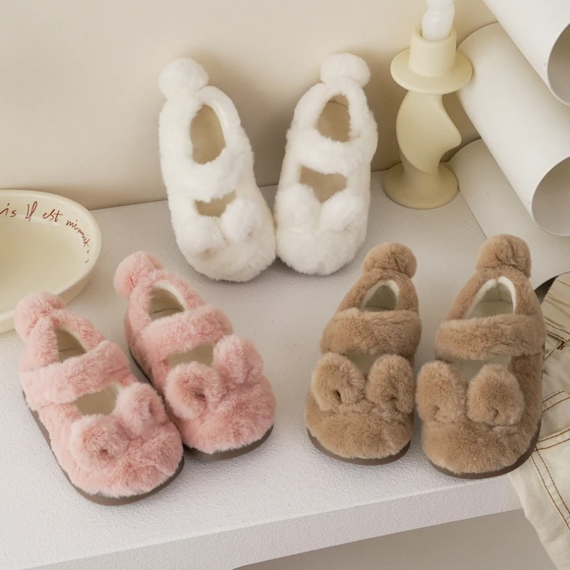 

Children's Cotton Shoes [Rabbit Country Style] Autumn and Winter Boys and Girls' Retro Hanfu Shoes with Soft Soles and Plush