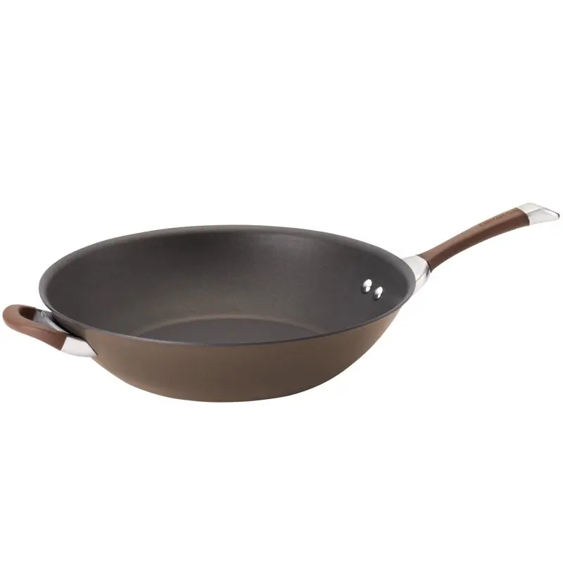 

14-Inch Symmetry Hard-Anodized Nonstick Induction Stir Fry Pan with Helper Handle - Chocolate