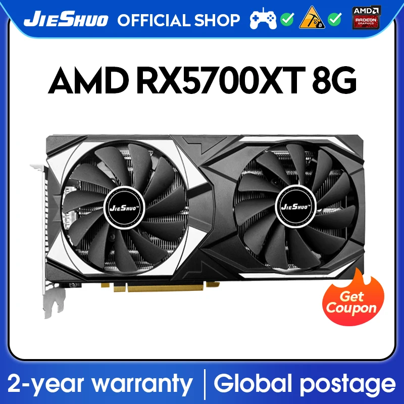 

JIESHUO New AMD RX 5700XT 8GB Gaming Graphics Card 2560 GDDR6 PC Desktop Video Office KAS ETC Better Than RTX3060 Gaming GPU