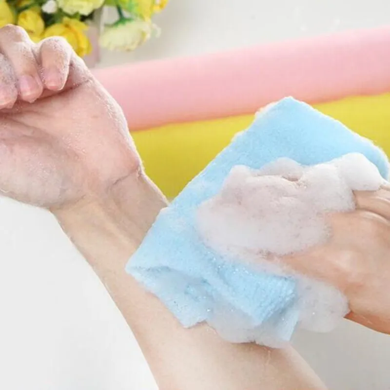 

Exfoliating Nylon Bath Shower Body Cleaning Washing Scrubbing Towel Scrubbers Nylon Sponge Bath Accessories Rich Bubbles