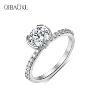 white gold round half bezel moissanite engagement rings for women 14k 18k rose gold moissanite ring luxury jewelry
