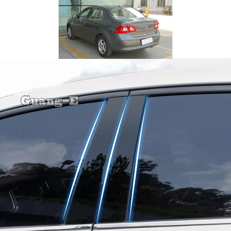 

For Volkswagen VW Bora 2009-2012 Car PC Material Pillar Post Cover Door Trim Window Piano Black Molding Sticker Plate 6pcs