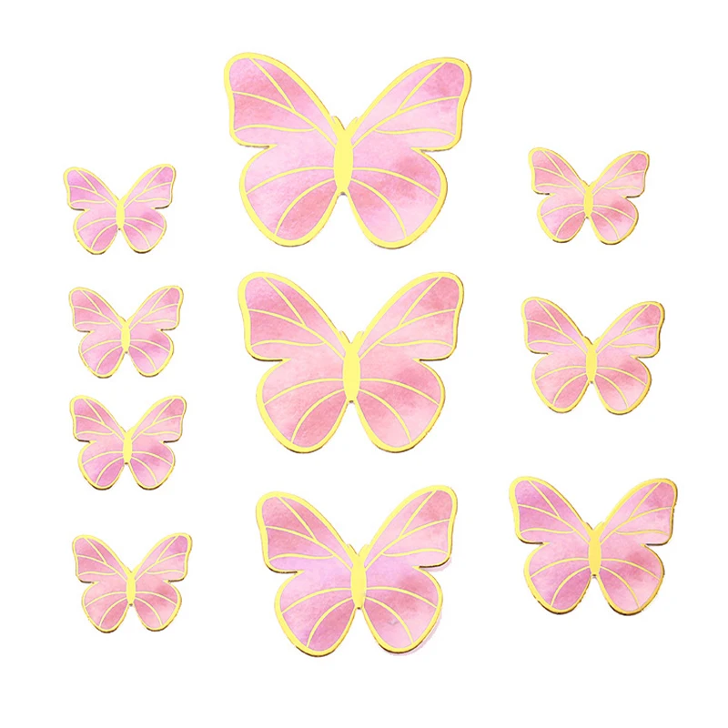 

21pcs/set Multifunctional Cake Topper Baby Shower Favors Supplies Birthday Party Dessert Wedding Artificial 3D Butterflies Paper