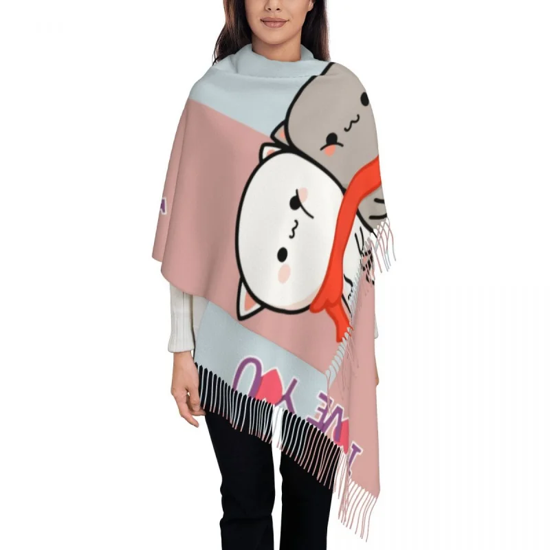 

Custom Print Valentine Day Mochi Cat Peach And Goma Scarf Women Men Winter Warm Scarves Shawls Wraps