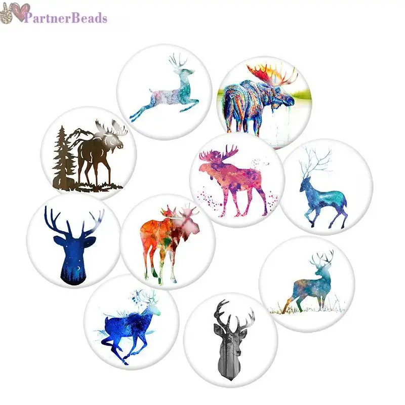

Deer Round Photo Glass Cabochon Demo Flat Back Making Findings 20mm Snap Button N4021