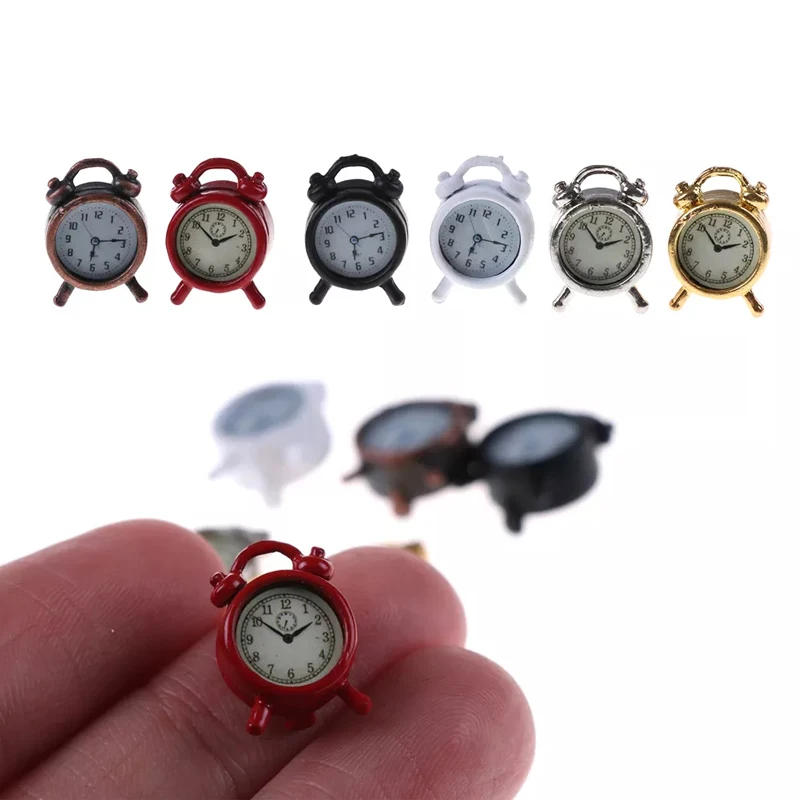 

Retro Cute Miniature 1:12 Clock Alarm Living Room Mini Toy Dollhouse Home Decoration Kitchen Ornament Kids Desktop Table Bell