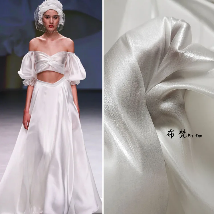 

Высококачественная тянущаяся ткань для платья, мягкая драпировка из бисера, сделай сам, рубашка с большими рукавами Hanfu, имитация шелковой ткани, дизайнерские ткани