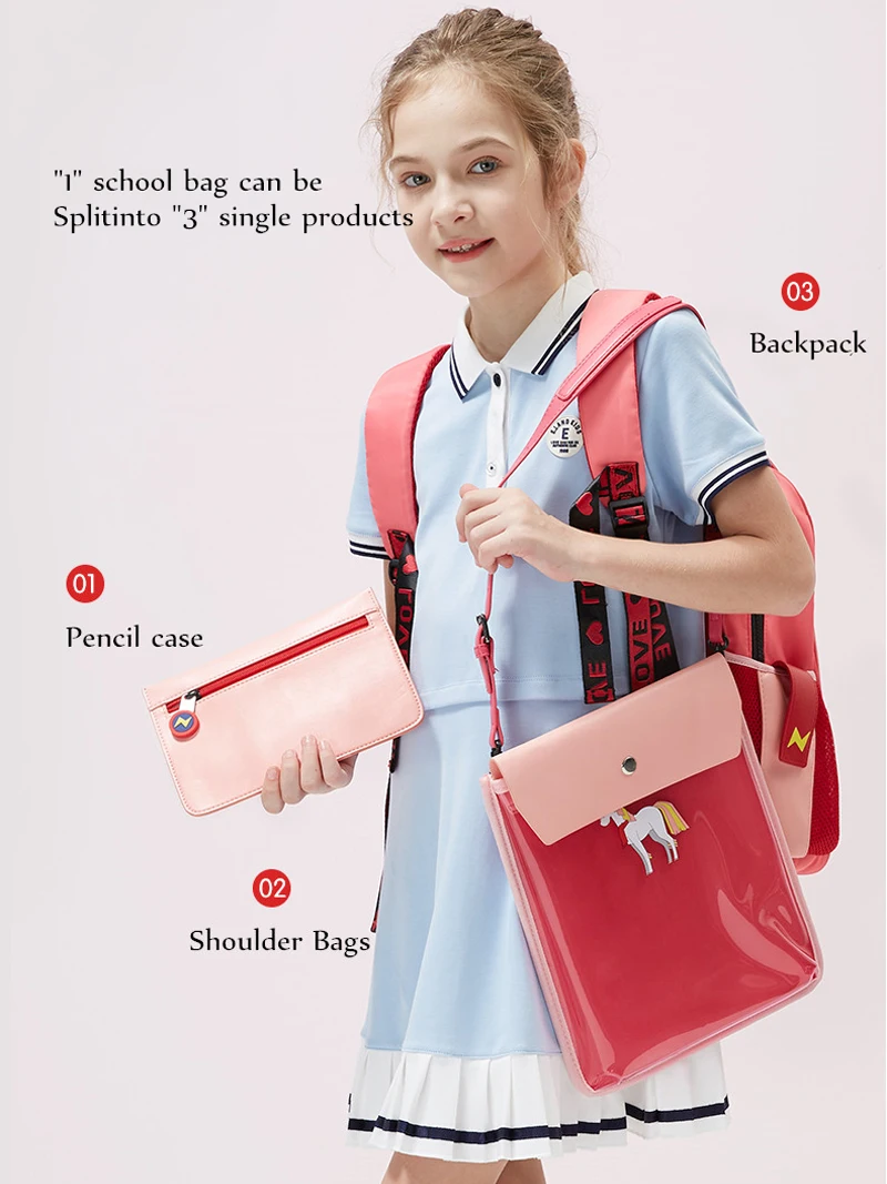 Brand New 3 Piece Set Children School Bags for Girls Unicorn Primary School Backpack Waterproof Book Bag for 6-15 Years Old Boys