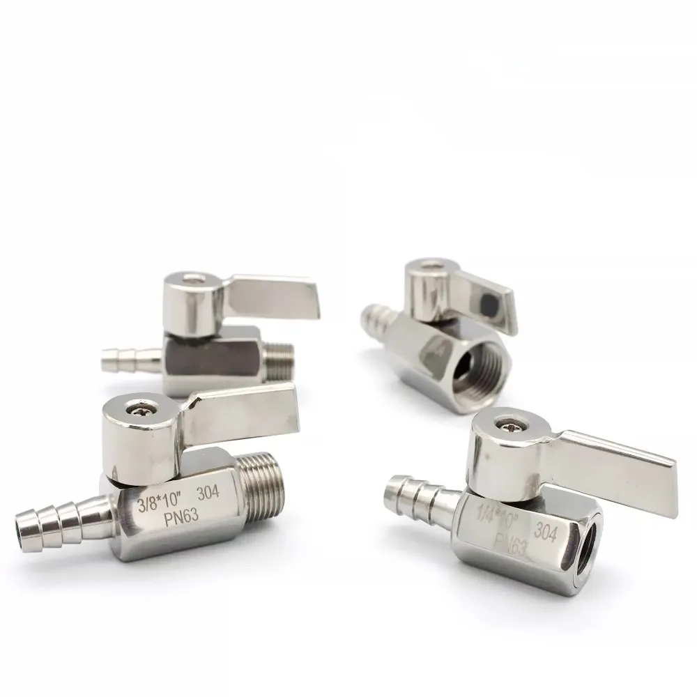 

SS304 МИНИ-шаровой кран с соединением для шланга, 1/8 дюйма 1/4 дюйма 3/8 дюйма 1/2 дюйма до 7 мм 8 мм 10 мм 12 мм выпускной или сливной клапан высокого давления