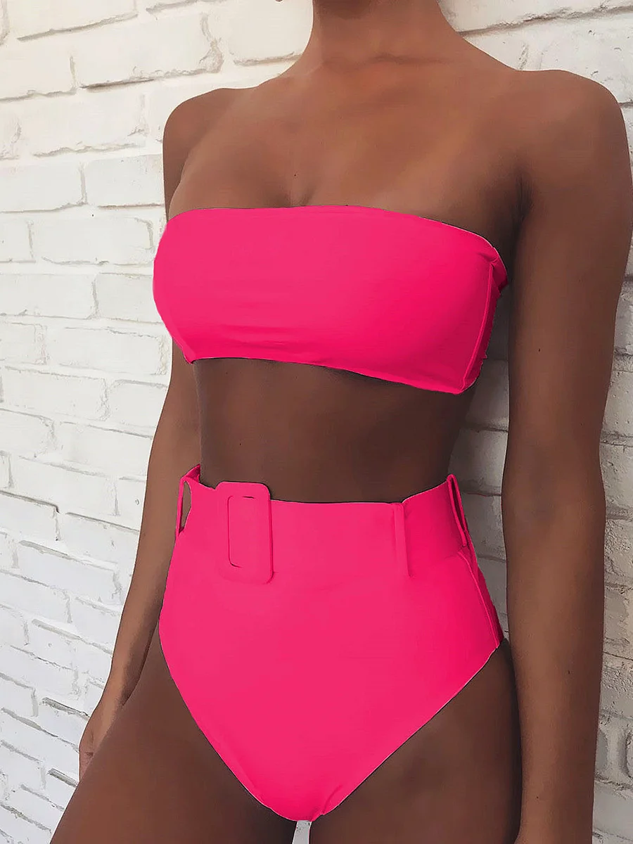 

High waist bikini 2022 sexy black swimsuit female summer bandeau bikinis swimming set for swimsuit woman swimsuits