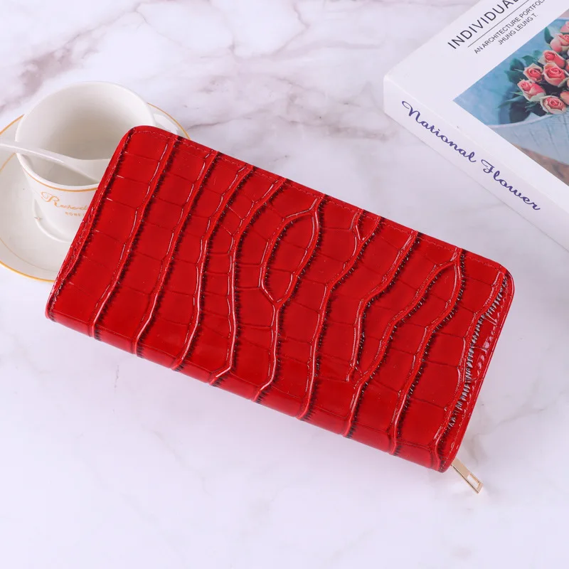 Leather Wallet for Women Multifunctional Fashion Clutch Bag Crocodile Pattern Long Money Pouch Coin Purse Zipper Phone Bag Gift