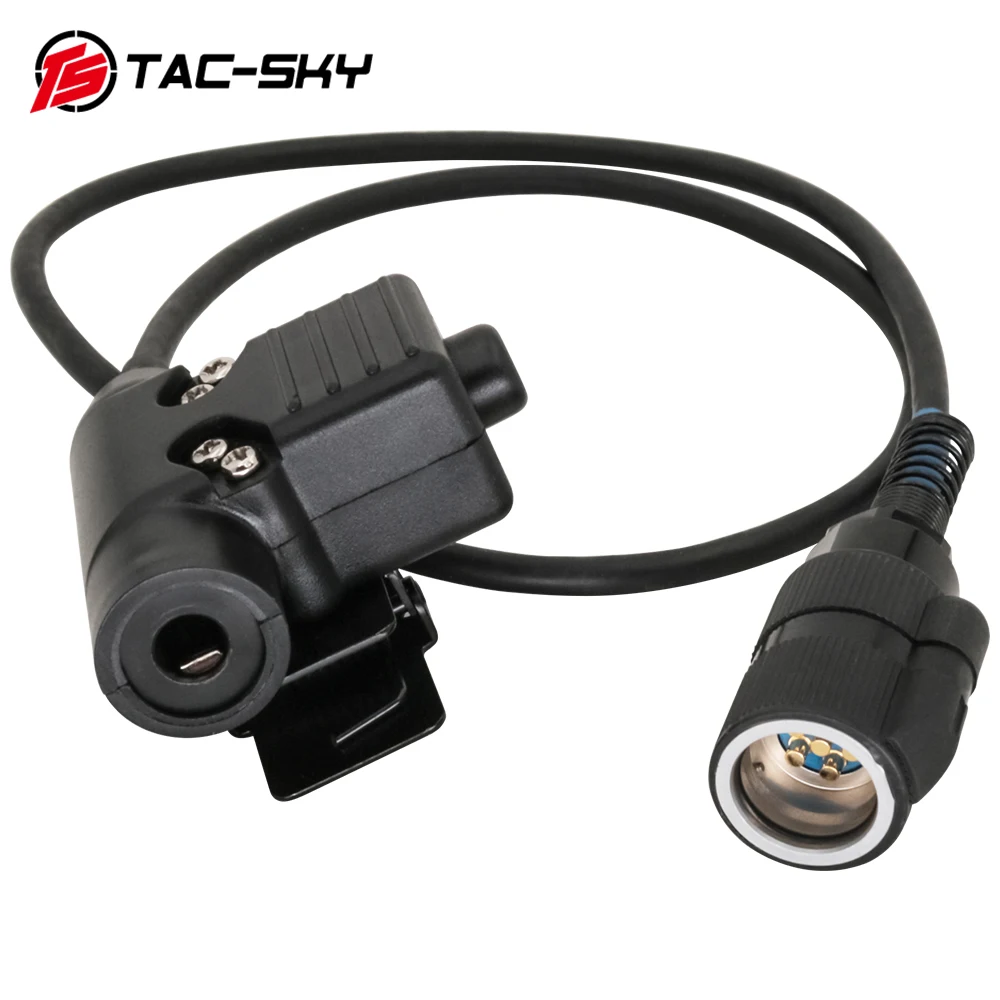 TAC-SKY Black Head Cable 6Pin U94 Military Headphone Connector PTT for AN/PRC152/148 Walkie Talkie