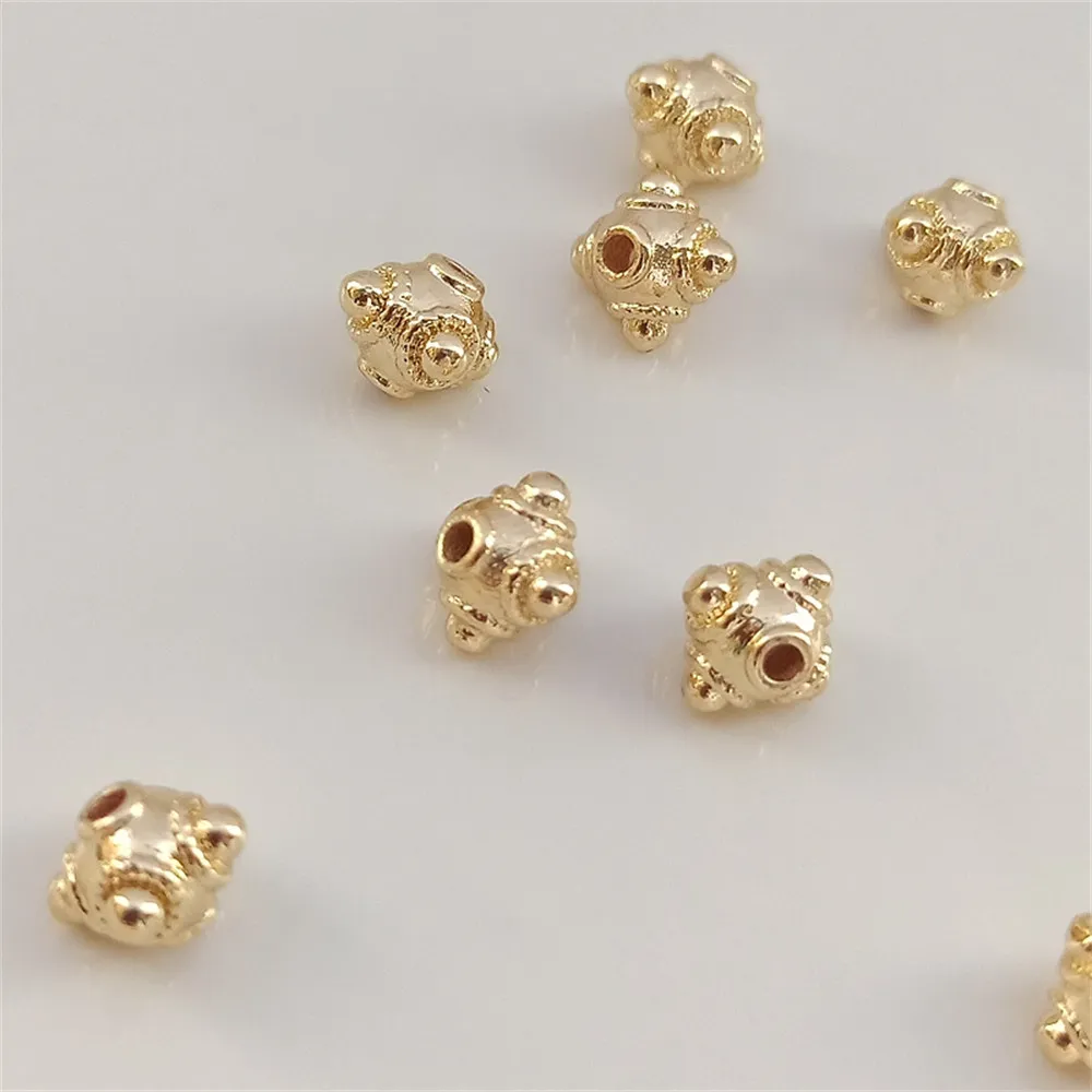 

14K Gold Plated Brass Barrel Mine Beads Color-Preserving Harley Dragonfly Loose Beads Handmade DIY Jewelry Accessories