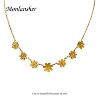 monlansher exquisite unique sun flower daisy floral connected chain necklace gold color thin chain necklaces jewelry for women