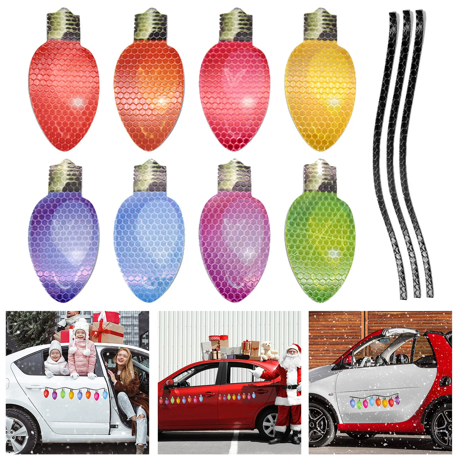 

Рождественское украшение, магнитные автомобильные наклейки, наклейки, магниты на холодильник, лампочка, Санта-Клаус, снеговик, карлик, свет...