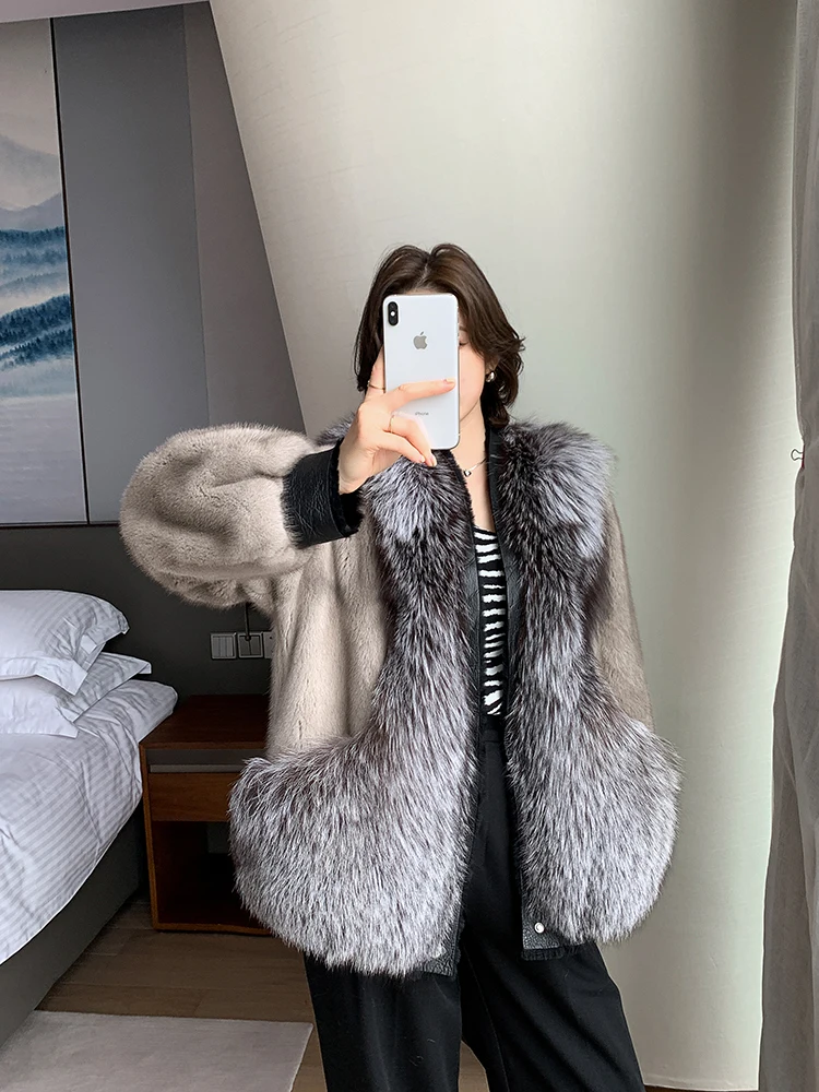 New 2022 Winer Real Fox Fur Jacket Women Fashion Warm Female Short Real Mink Fur Coat 100% Natural Importe Mink Fur Coats