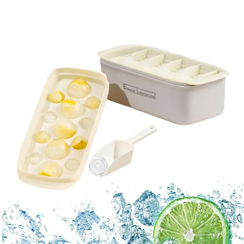 

Silicone Ice Cube Tray Silicone Ice Cube Molds Ball Maker With Lid Reusable Ice Trays With Storage Container Scoop And Easy